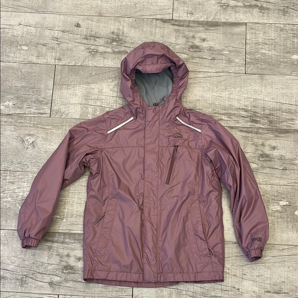LL Bean TEK 0 Rain Coat Windbreaker Nylon Hood Jacket Lavender Youth’s Med 10-12